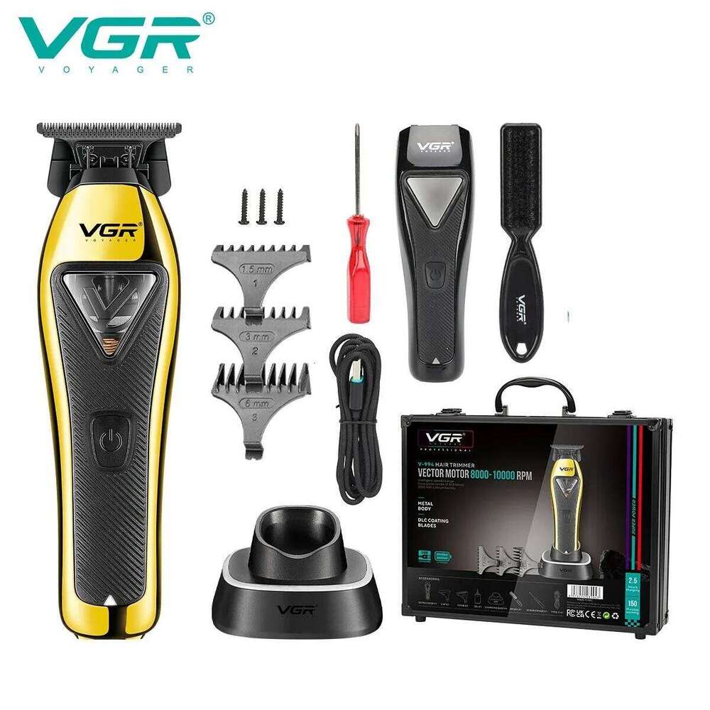 VGR Professional 10000Rpm Vector Motor Barber Cordless Clipper Metal Hair Cut Hine Trimmer For Men V-994