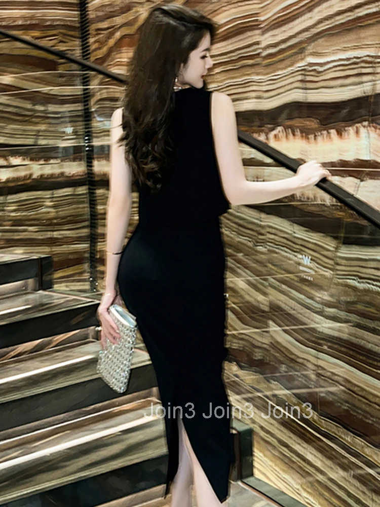 Summer Luxury Black 2 Pieces Outfit Women Ladies Clothing O-Neck Cropped Short Tops Shirt Blouse High Waist Midi Skirt Mujer Set