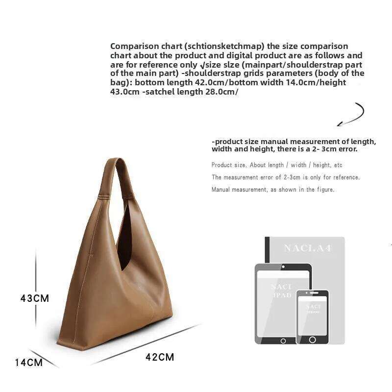 Large Capacity Cowhide Women's Shoulder Simple Soft Leather Tote Underarm Bag 2025 Niche Style For Ladies
