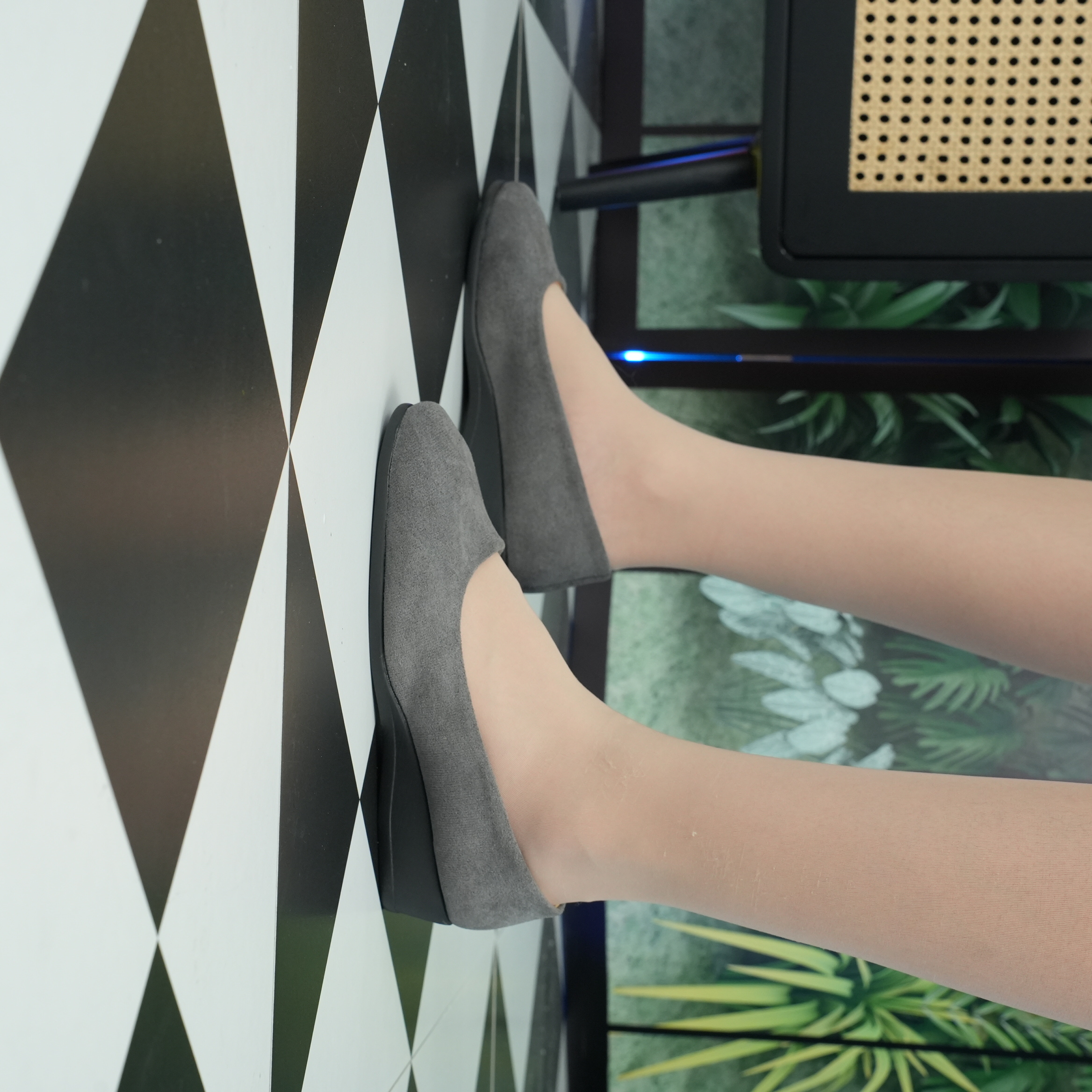 222-Women's Four Seasons Classic Cloth Shoes Pumps Pumps with Round Toe Elegant Slanted Heels Work Shoes