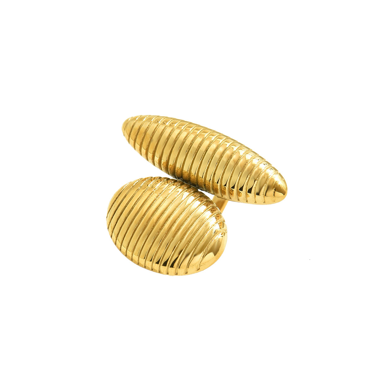 New Women's Adjustable Open Stripe Design Oval Ring Jewelry