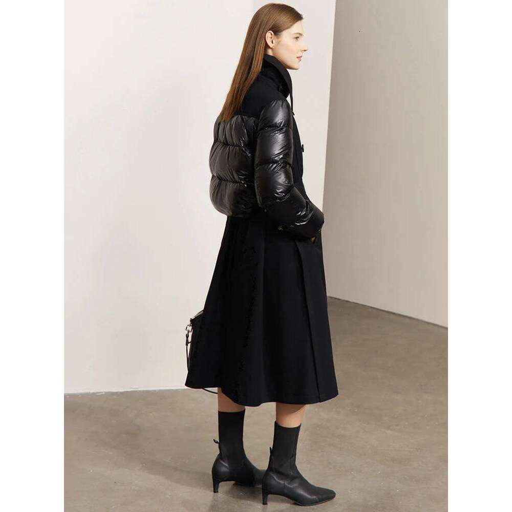 AMII Minimalism Down Jacket Women 2022 Winter New Warm Fashion Commuter Solid Double-Breasted Splicing Design Coats 12270525