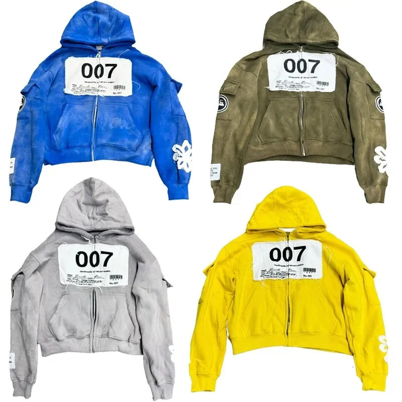 America Fashion Patch Letter Embroidery Oversized Zipper Hoodies For Men And High Quality Women Y2K Harajuku Hip-Hop Hoodies 250618