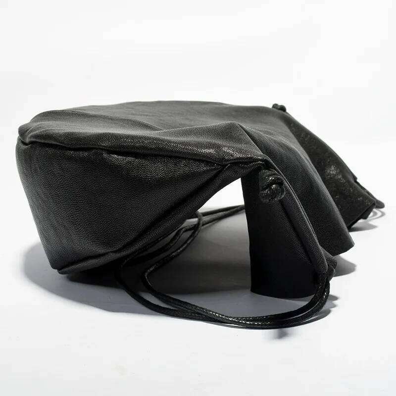Soft Sheep Skin Bag Women's Leather New Tote One Shoulder Cross-Body Retro Black Weekend Vacation Shopping Bag