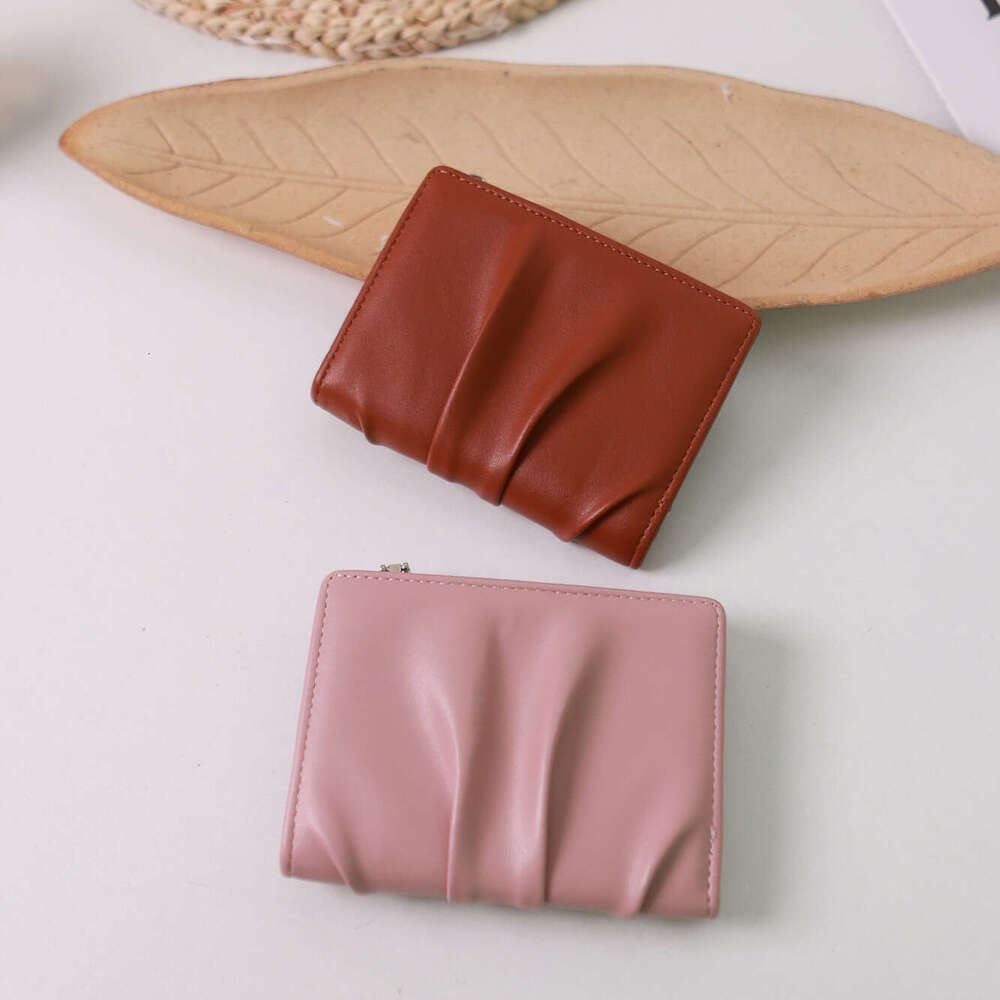 Pleated Texture Women's Short Exquisite Small Internet Celebrity Coin Purse Versatile Card Holder Student Wallet