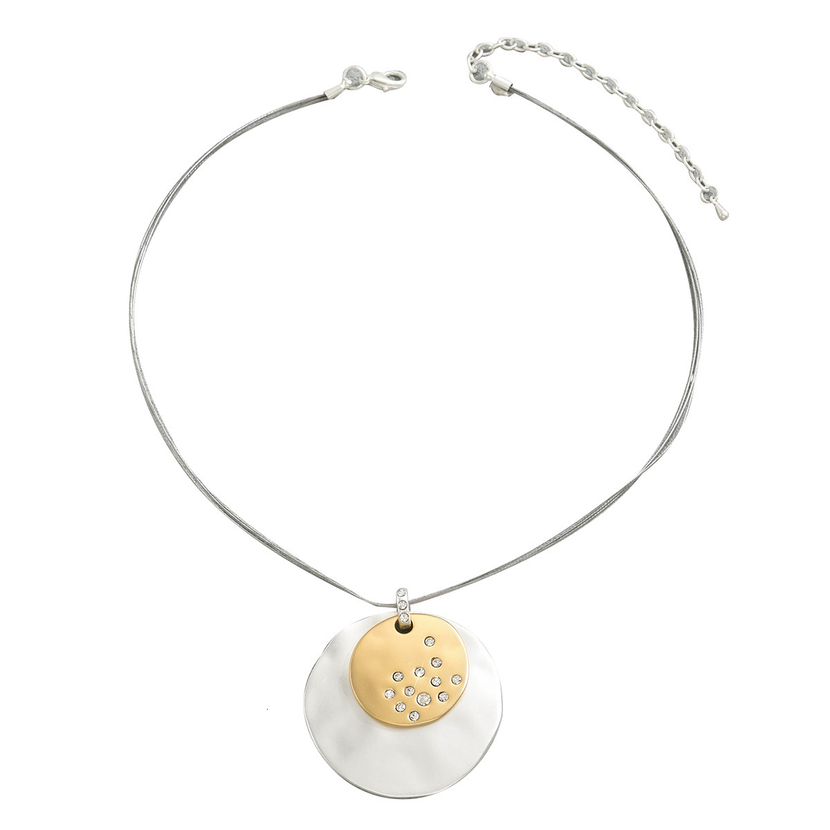 Fashion Simple Design Women's Necklace Personality Large Circle Metal Inlaid High-End Clavicle Chain
