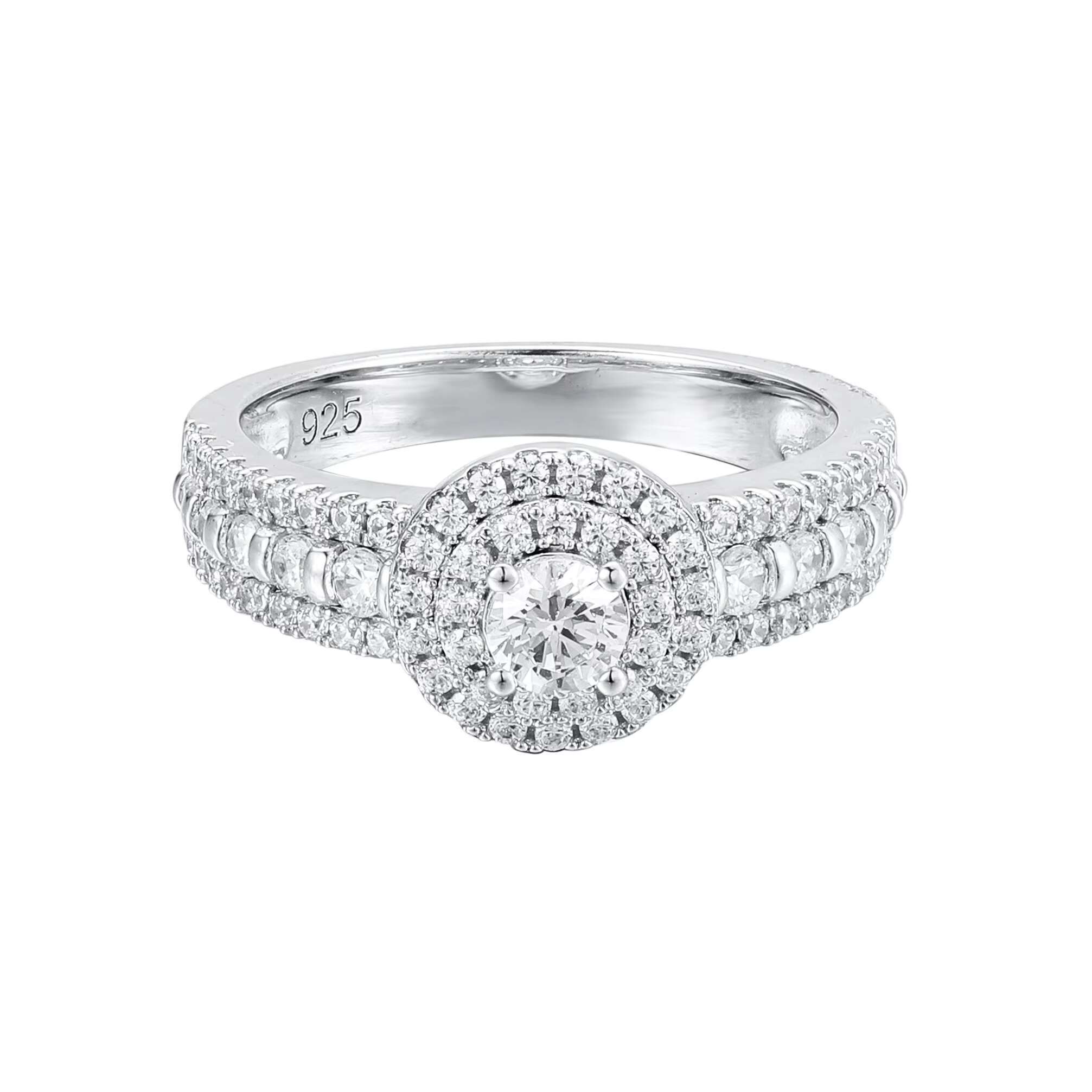 High Quality Big Cubic Zircon Lady Ring for Wedding Trendy Womens Round Cut 925 Silver Moissanite Engagement Rings for Women