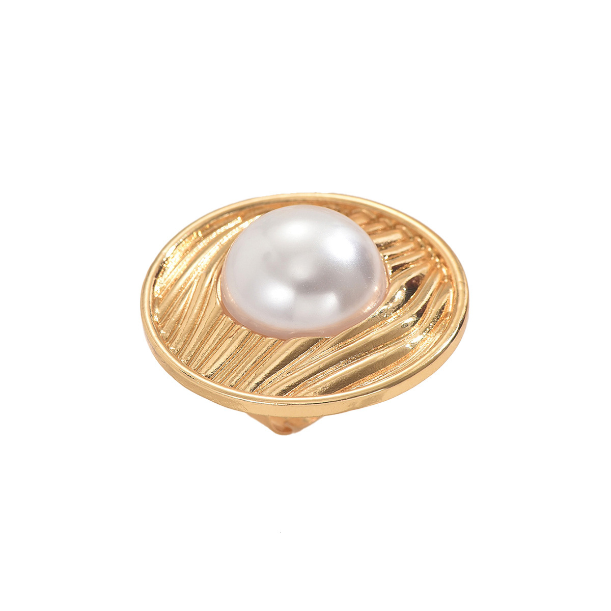 Style Jewelry Floral Design Open Wave Inlaid Pearl Ring