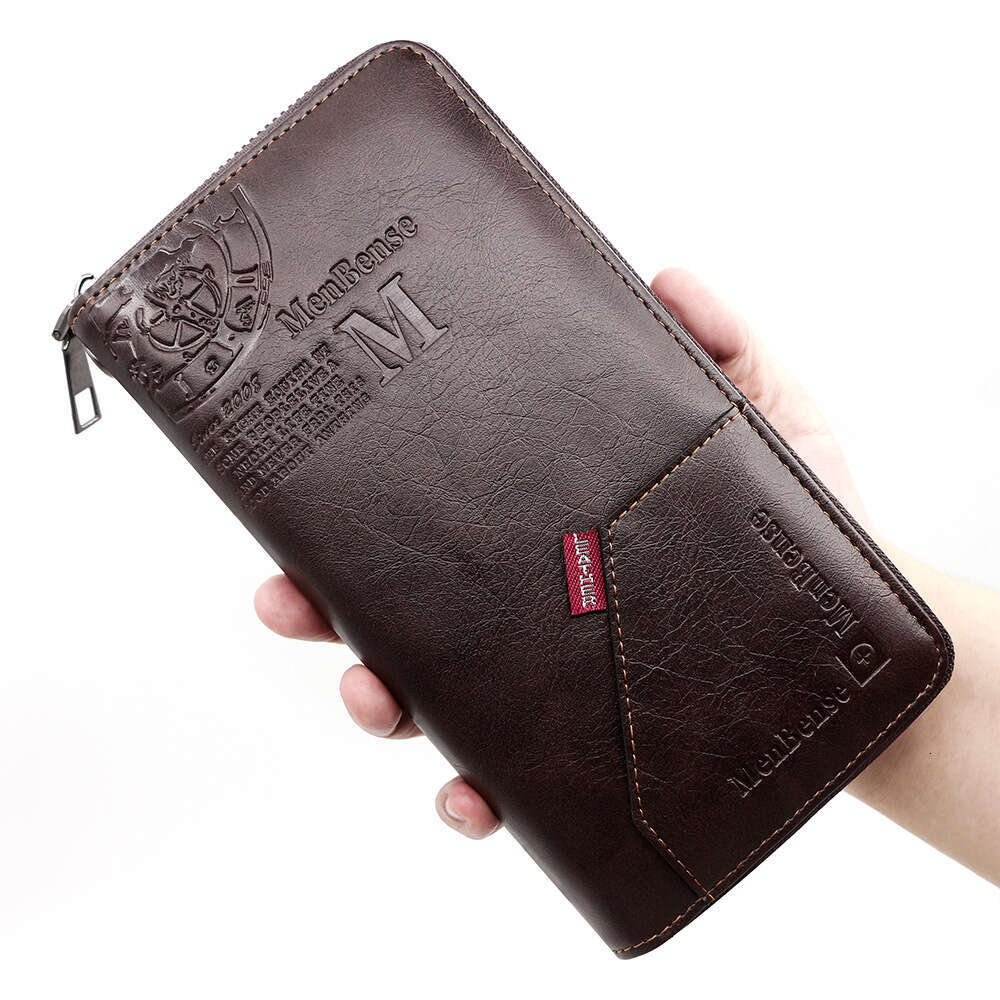 PU Leather Long Men's Style Zipper Clutch Multi-Card Slot Large Capacity Phone Bag Wallet