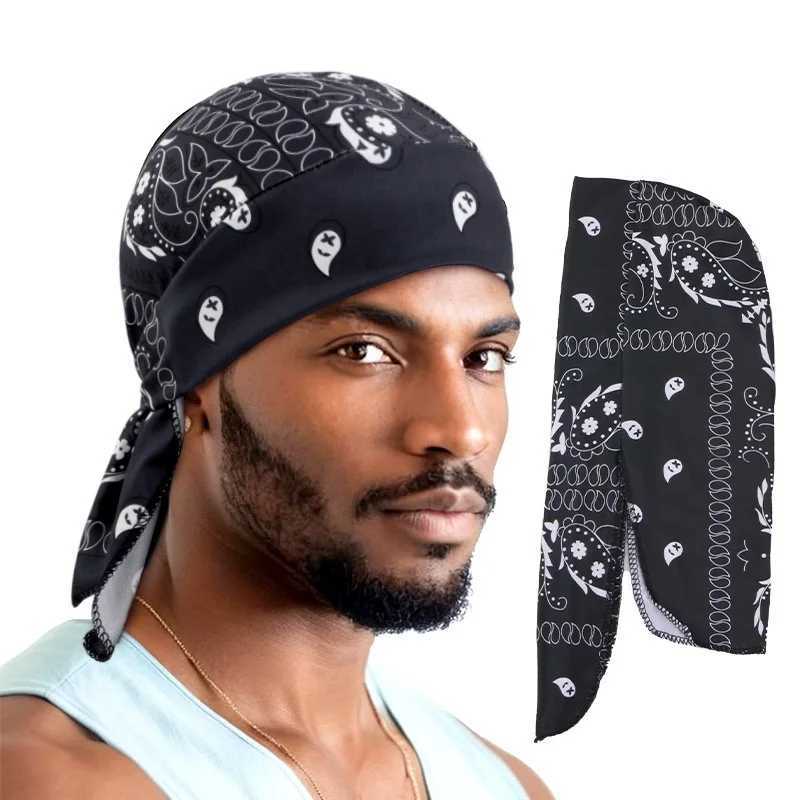 New Paisley Print Hip Hop Turban Cap Elastic Head Wraps Breathable Casual Durags Candy Color Durag Unisex Bandana Pirate Hats M250623