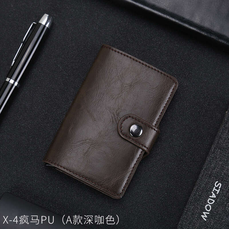 New Men's Wallet Carbon Fiber Aluminum Alloy Holder Automatic Ejector Buckle Card Clip