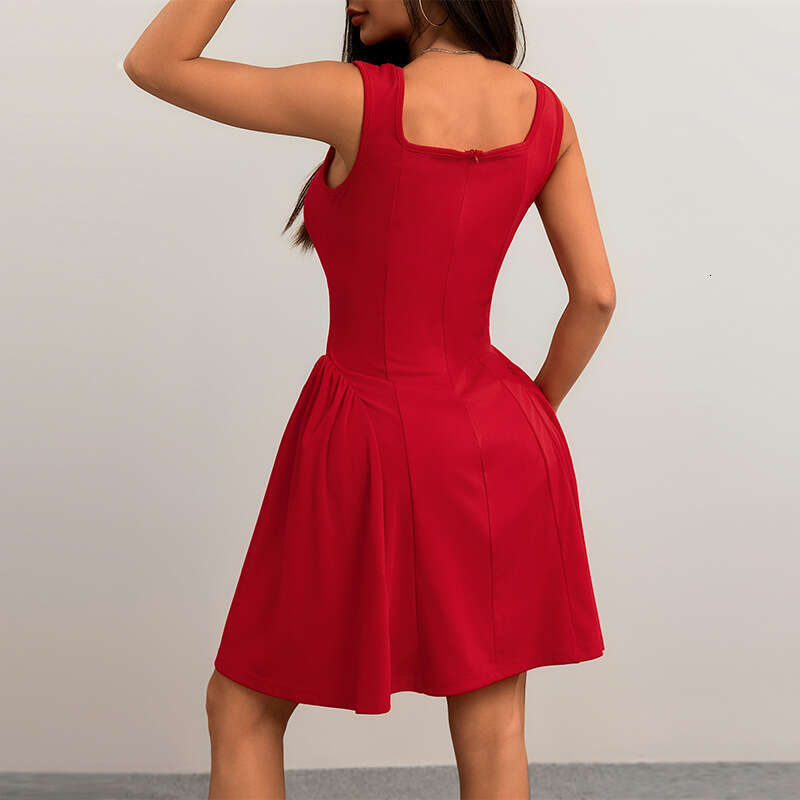 Hot-Selling Cross-Border Women's Fashion 2025 Summer New European and American Slim Fit Backless Sleeveless Tank Dress