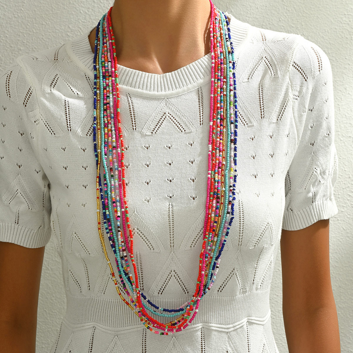 Style Women's Long Necklace Set Personality Beaded Small Design Bracelet Jewelry