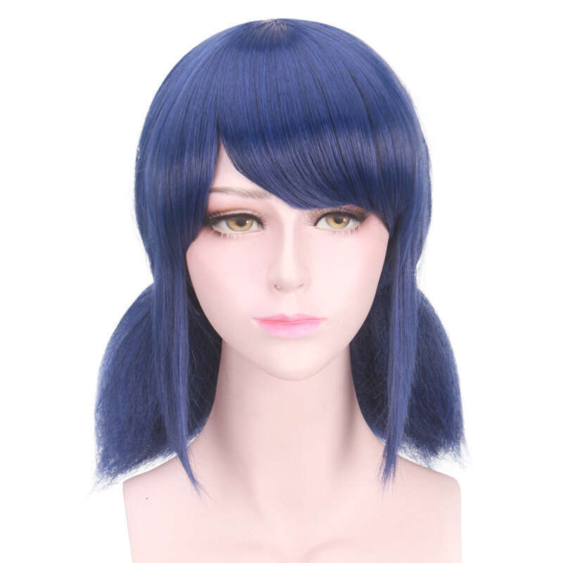 New Cosplay Ladybug Dark Blue Pigtails Girl Anime Wig