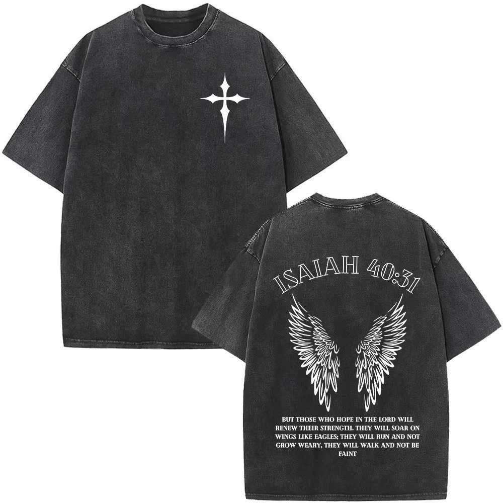 Christian Jesus Faith Over Fear Bible Verse Washed T-shirt Men Women Vintage Oversized Top Harajuku Cotton T-shirt Casual X250623
