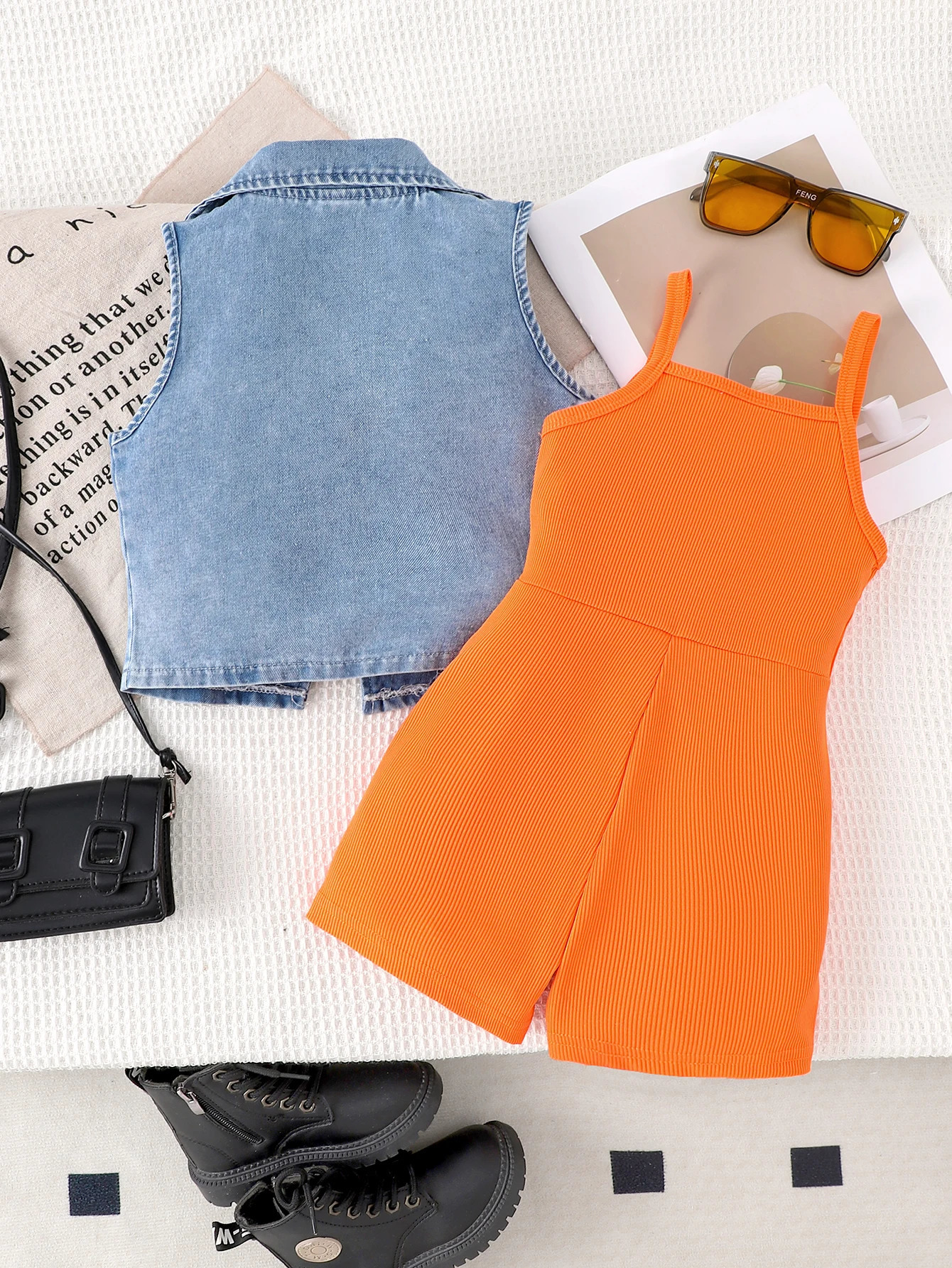 2PCS Summer CrossBorder European And American Girls 27 Years Old Comfortable Fashion Denim Vest Suspender Jumpsuit 250619z