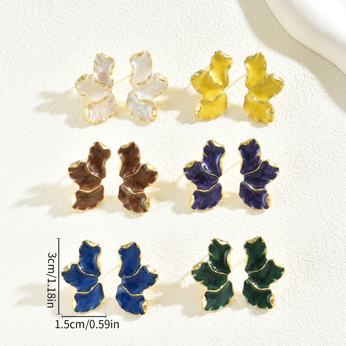 Korean and Japanese Style Clover Petal Fashion Oil Drip Design Studs Sweet Temperament Earrings for Women