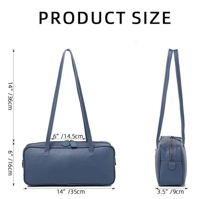 Layer Cowhide Ladies Rectangular Handbag Top Hand Genuine Leather Elegant One Shoulder Pillow Underarm Bag 2025 New