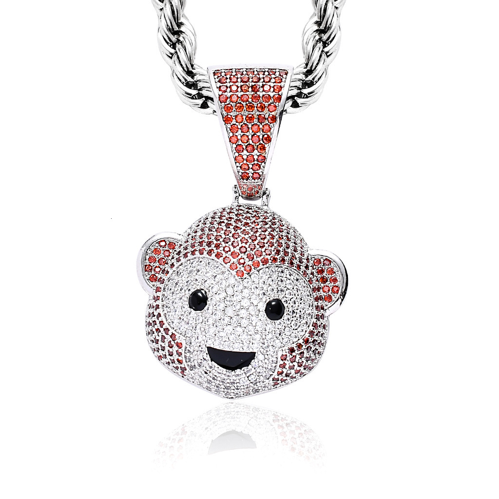 Luxury Moissanite Jewelry Unique Creative Accessory Cute Monkey Iced Out Hip Hop Pendant Trendy Necklace Pass the diamond tester