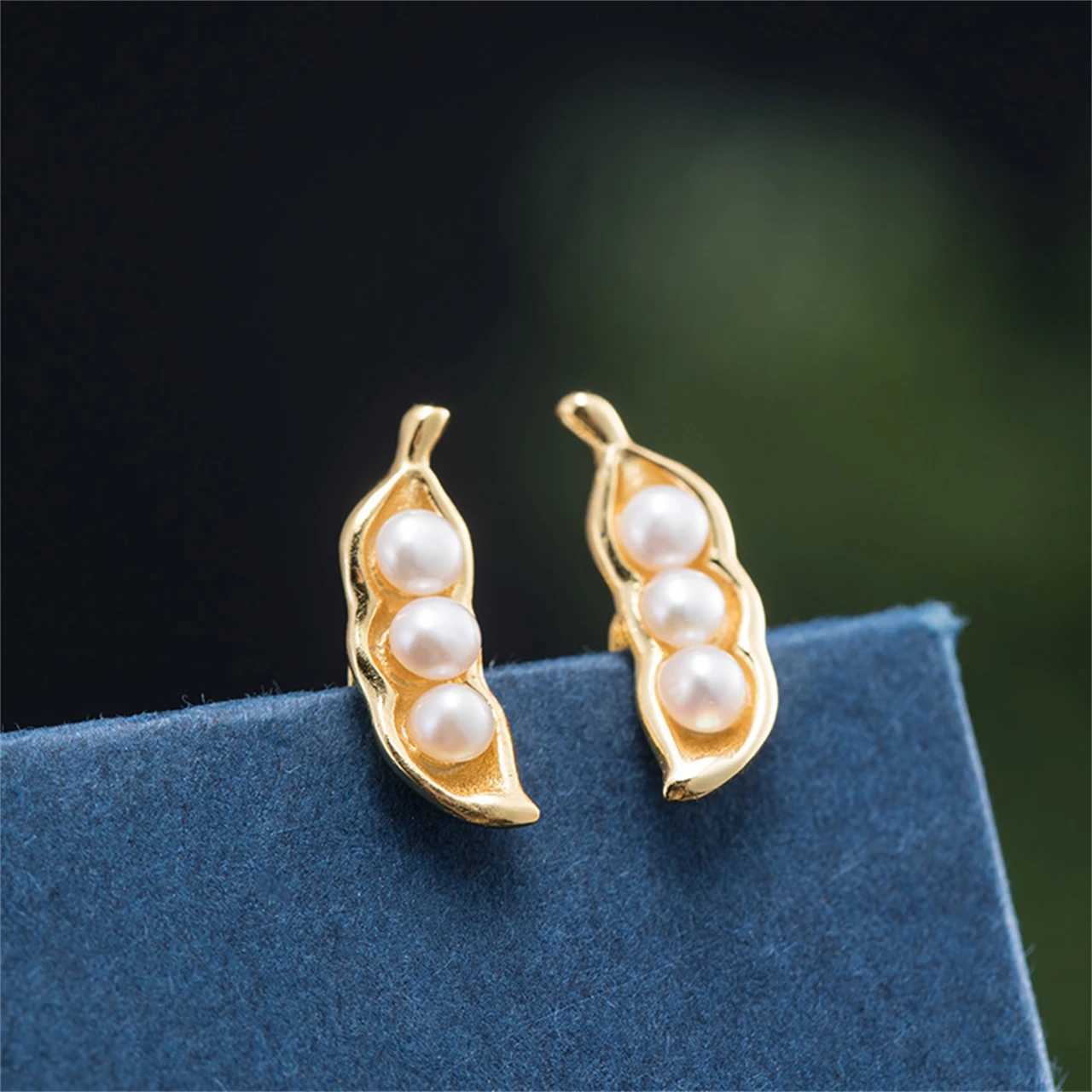 925 Sterling Silver Pea Earrings Fashion Chinese Style Natural Pearl 3mm Women Gifts Simple Delicate Jewelry WholesalesXJ250623