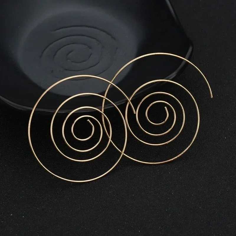 Delysia King Women Cute Unique Temperament Round Spiral Earrings Romantic Alloy Simplicity Aestheticism Geometric Dangler XJ250623