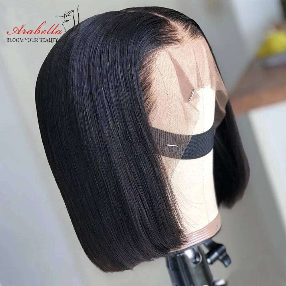 250 High Density 100% Human Hair Wigs Lace Pre Plucked Bleached Knots Remy Straight Bob Wig