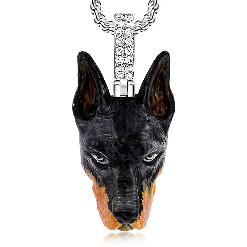 Luxury Jewelry Doberman Unisex Necklace Unique Animal Pendant New Dog Charm Hip Hop