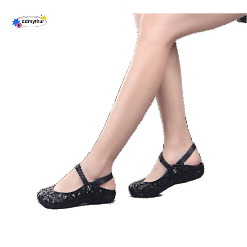New Women's Sandals Plastic Hollow Soft Beach Shoes Flat Nurse Wedge Summer Clogs ddmythur