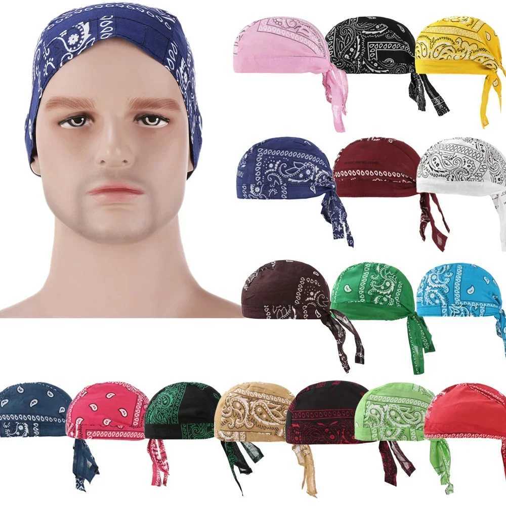 Durag Du-Rag Headwear Head Wrap Skull Cap Doo Do Rag Bandana Headwear Beanie Hat Women Men Print Headscarf Cycling Pirate Caps M250623