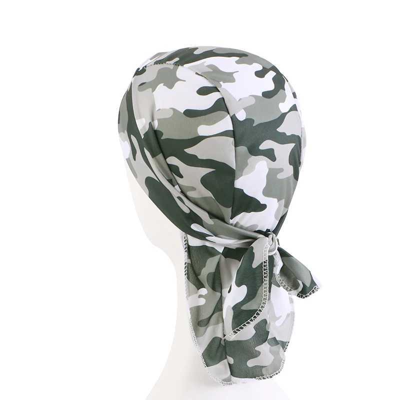 New Camouflage Print Silky Durag For Men Bandana Turban Hat Unisex Doo Durag Wigs Mens Du-Rag Long Tail Bandana Pirate Hat M250623