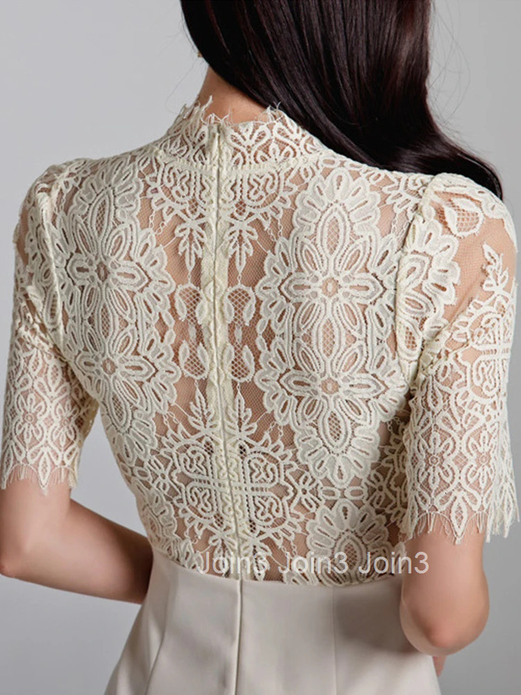 New Summer Elegant Office Women Evening Dress Chic Lace Sheer Stand Neck Slim Midi Pencil Party Club Prom Femme Mujer Vestidos