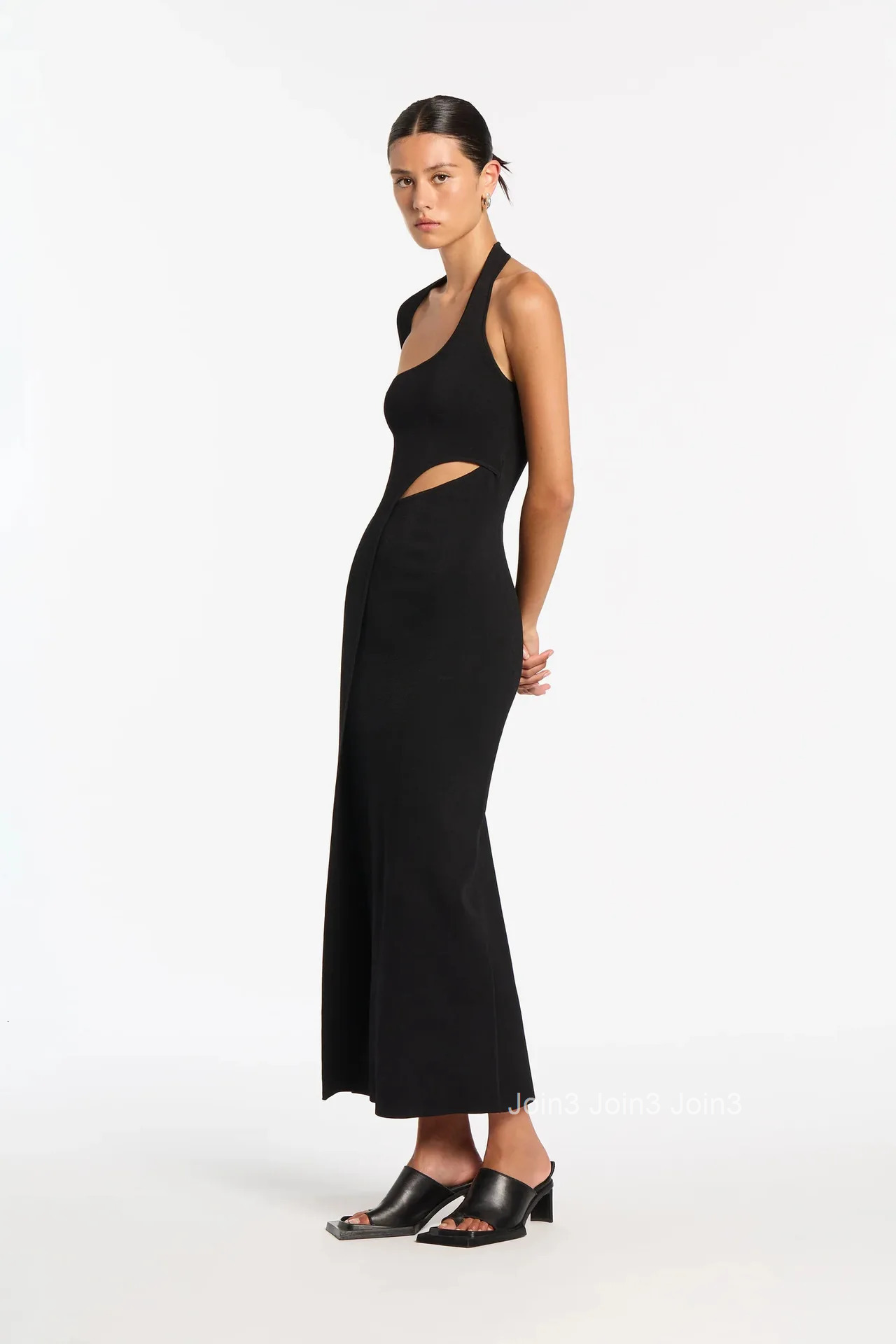 Fashion Design Single-sleeved Elastic Dress For Women Bandage Skirt Exposed Navel Long-sleeved Sexy Backless Hollow Slit Clothes