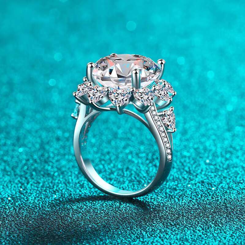 Big 10 Ct Fine Jewelry Wedding Ring 925 Silver Round Brilliant Cut Diamond Ring Women 14K Engagement Moissanite Ring Gift