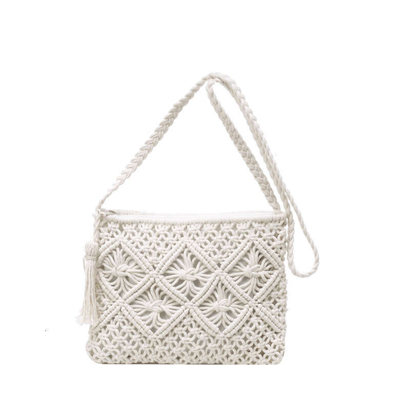 Trendy Straw 2025 New Women's Single Shoulder Summer Hollow Woven Phone Tassel Crossbody Bag