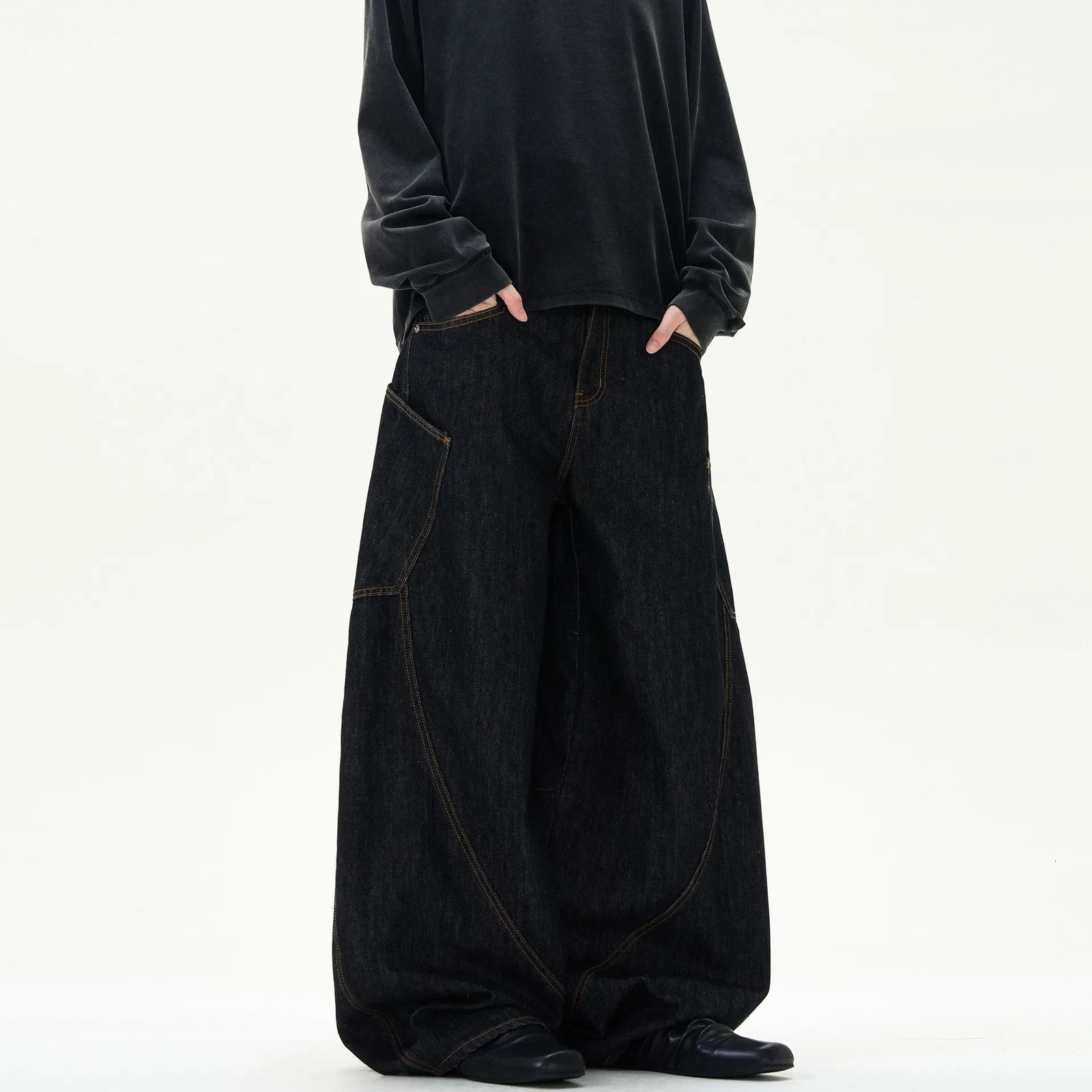 American Retro Street n Loose Wide Leg Jeans Men Women High Waist Trousers Banana Pants Fashionable FloorLength Cuff 250616