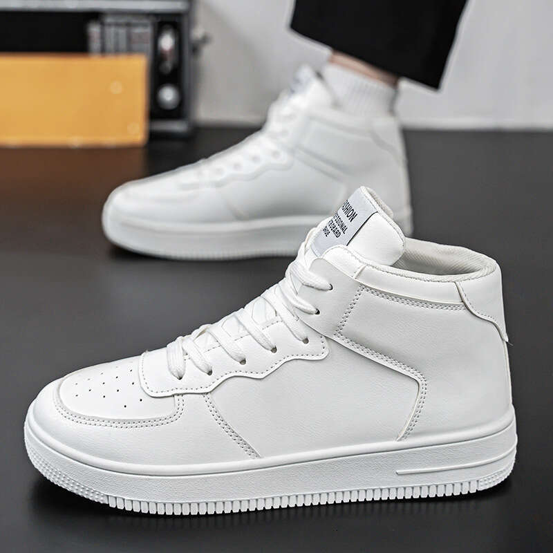 High-Top White Sneakers Men, Autumn New Breathable For new Male Students, Trendy Versatile Thick-Soled Sports Shoes, Casual Board Shoes