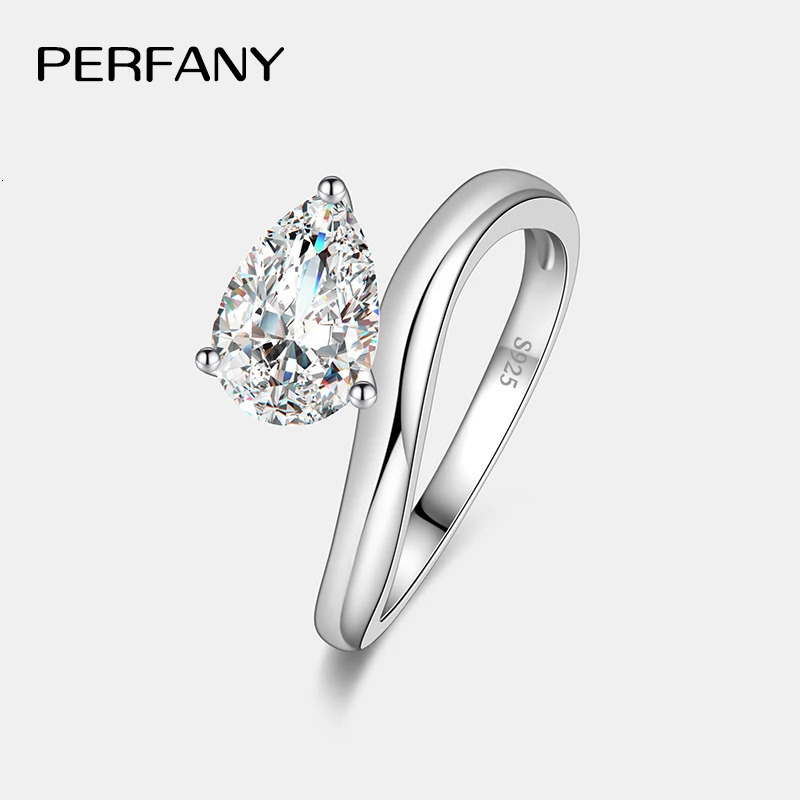 PERFANY 1.5CT Pear Cut Ring for Women S925 Pure Silver Waterdrop Laboratory Diamond Fashion Wedding Jewelry Gift 250617