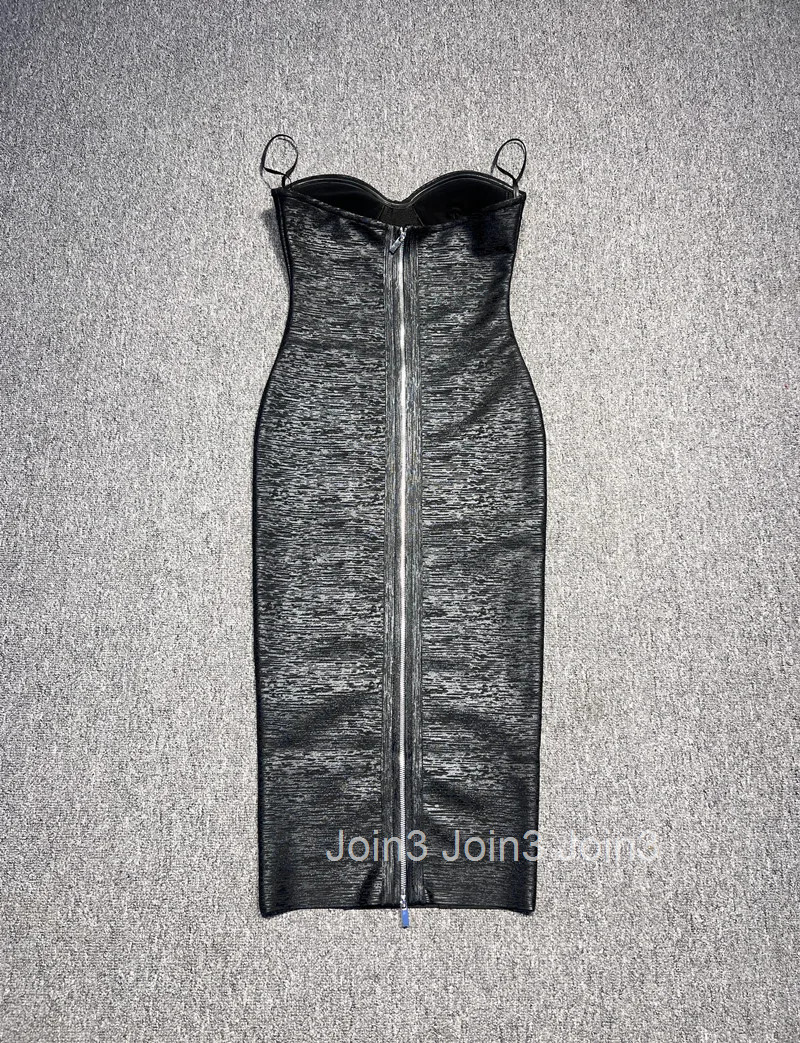 2025 New Arrival Elegant Black Strapless Satin Bodycon Dress Sexy Evening Gown for Paty/Wedding/Prom Slim Fit with Slit
