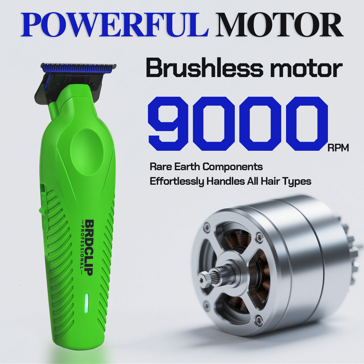 BRDCLIP 9000 RPM Blue Blade BRD-9615 Professional Engraving Trimmer Salon 10W High Power Hair Clipper 240929