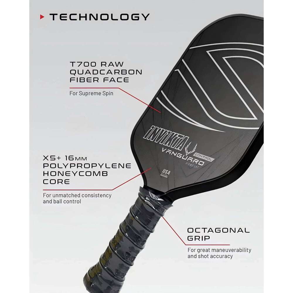 VANGUARD Control Invikta Carbon Fiber,Pickleball Paddle Honeycomb Core,Professional Pickleball Racket