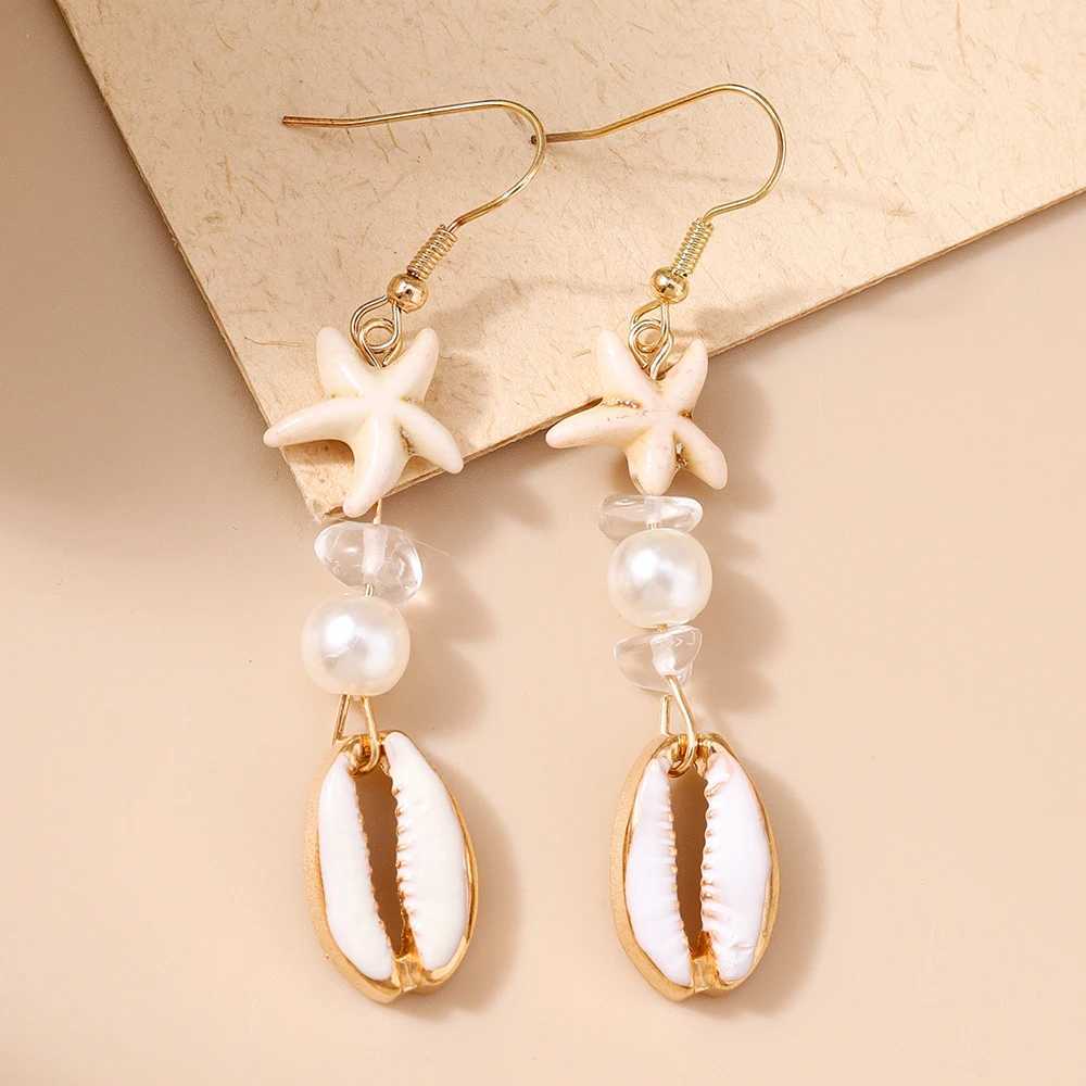 Aihua Fashion Summer Beach Pearl Conch Shell Earrings for Women Girls Cute Boho Starfish Earrings New In Seaside Jewelry GiftsXJ250623