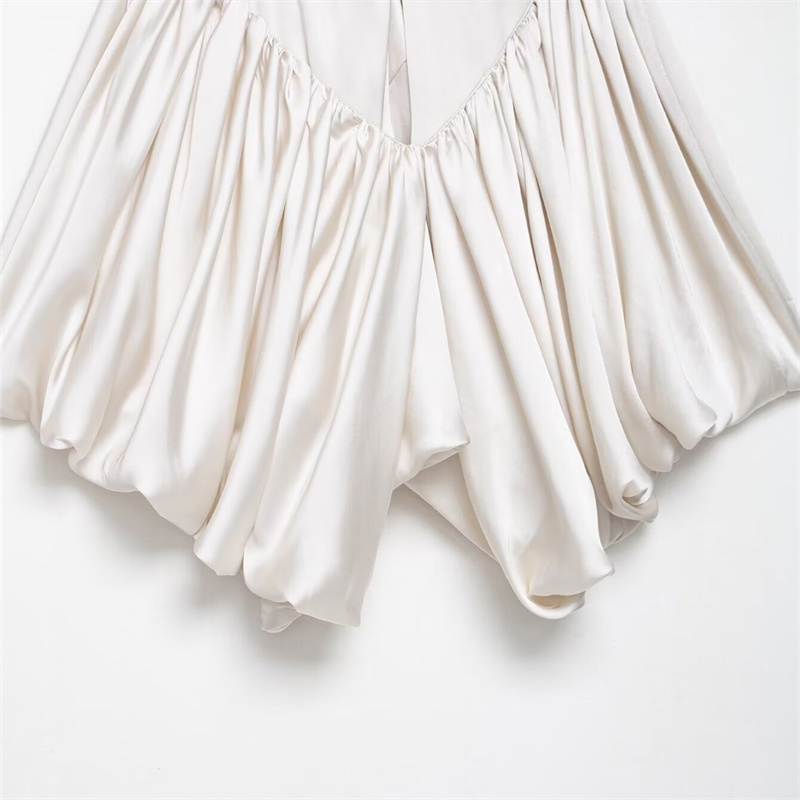 2025 Spring/Summer New Product Women's Silk Texture Top Solid Color Bareback Strap Decoration