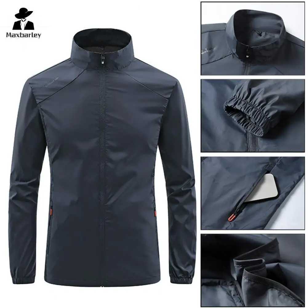 Running Jacket Ultra Light Mens Summer Casual Zipper Placket Soft Skin Windbreaker Street Motorcycle Fishing Sunscreen Suit W250623