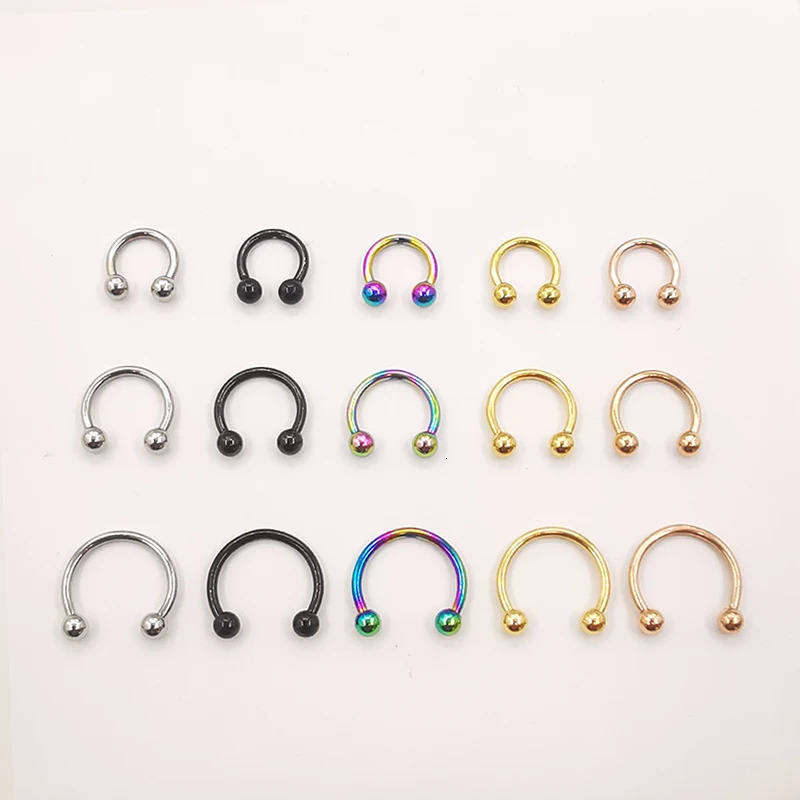 20 PcsLot 16G Stainless steel Circular Barbells Horseshoe Lip Ring Eyebrow Nose Studs For Woman Man Body Piercing Jewelry 250613