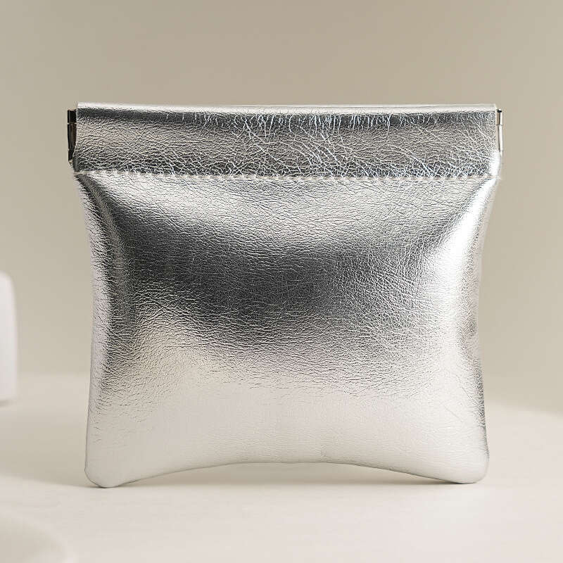 Light Luxury Super Cool Small Silver Wallet Simple High-end Waterproof Coin Makeup Portable Lipstick Storage Bag