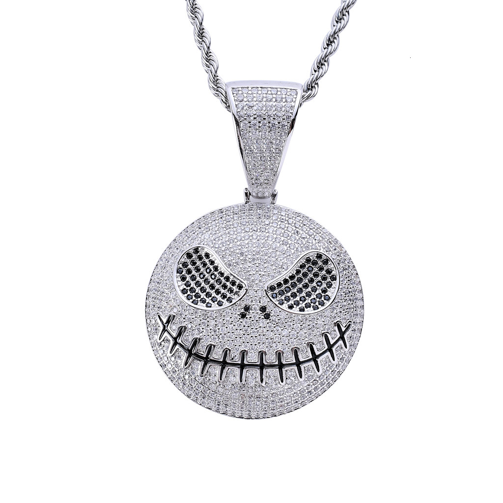 Moissanite Necklace Halloween Skull Ghost Face Pendant Iced Out Hip Hop Pendant Trendy Fashion Jewelry Pass the diamond tester