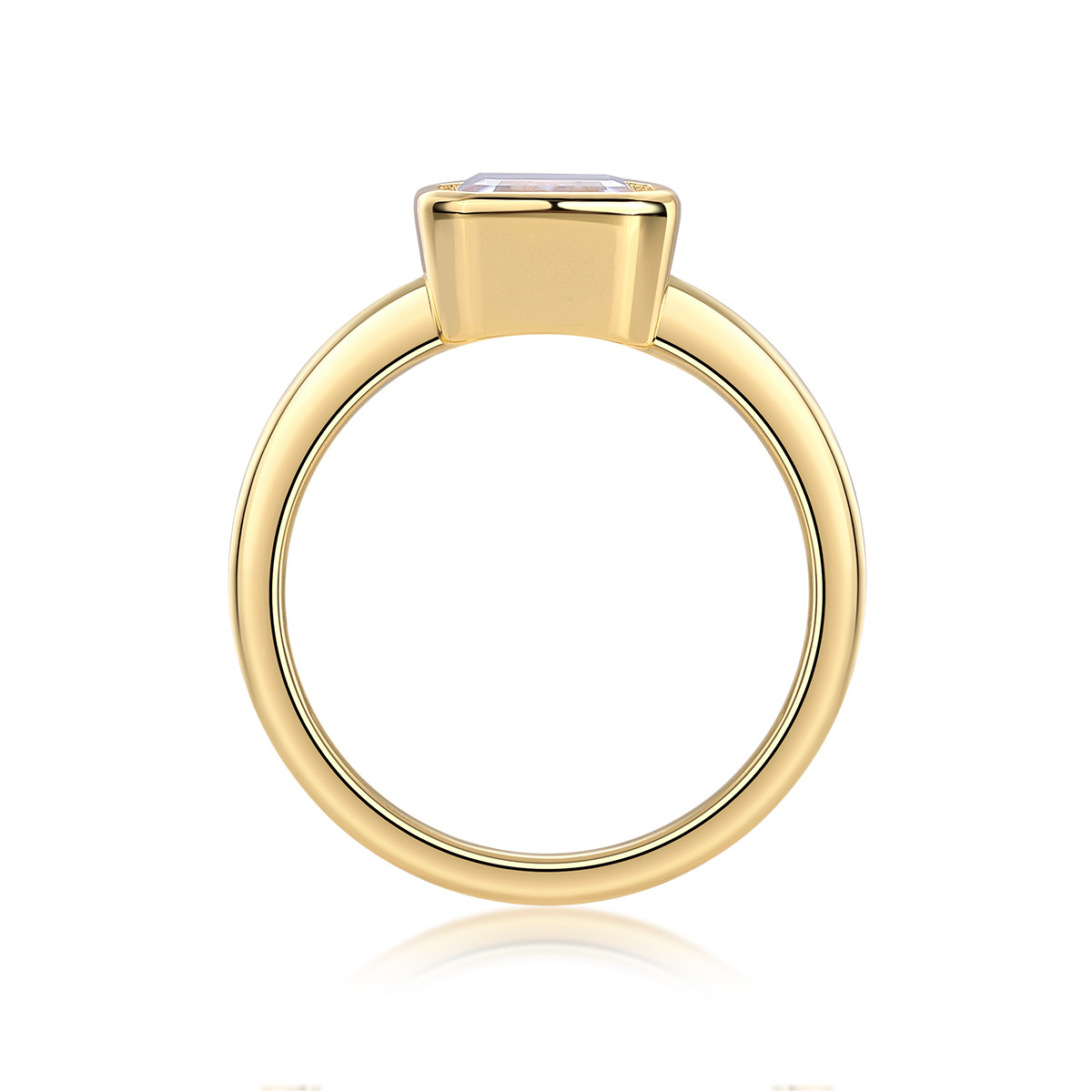 3ct Emerald Cut Moissanite Engagement Ring D Color VVS1 18K Gold Plated Band Modern Minimalist Bezel Set Design