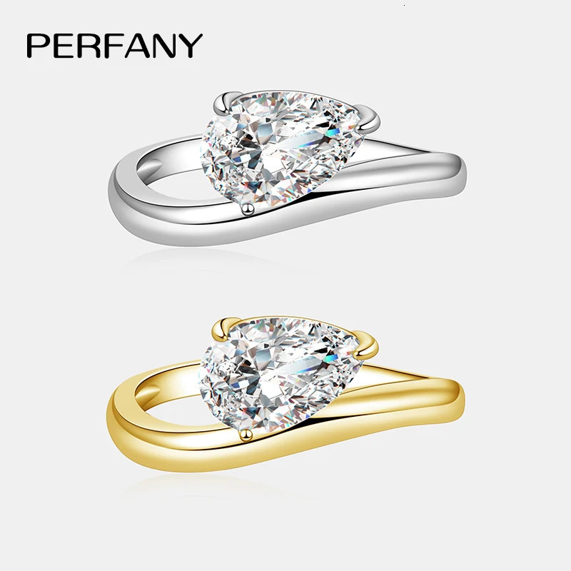 PERFANY 1.5CT Pear Cut Ring for Women S925 Pure Silver Waterdrop Laboratory Diamond Fashion Wedding Jewelry Gift 250617