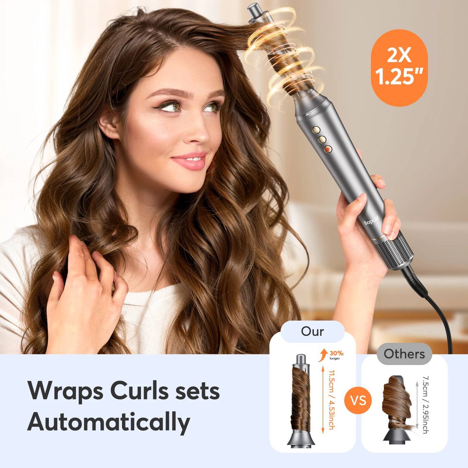 Bopcal 5 In 1 Dryer Hot Air Comb Electric Hair Curling Iron 1200W High Speed Blower Multifunctional Styling Tools Hairdryer