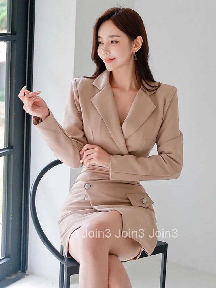 Fashion Y2K Sexy Formal Chic 2 Pieces Outfits Suits Women Lady Cropped Short Tops Coat Blazer Suit And High Waist Mini Skirt Set